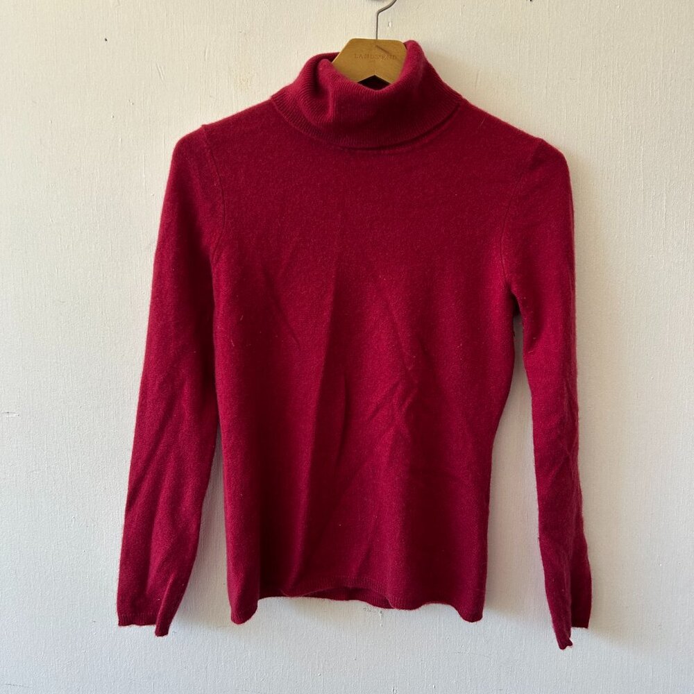 In Cashmere Red Turtleneck Sweater Womens Small Knit Pullover Old Money Preppy